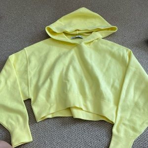zara yellow soft cropped knit sweater